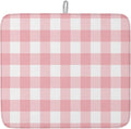 Pink Buffalo Plaid Dish Drying Mat for Kitchen Counter Valentine's Day Drying Pad Absorbent Drying Mats for Countertops Sinks Draining Racks Check Drainer Valentines Holiday Decorations 16x18 Inch