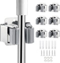 6PCS Broom and Mop Holder, Heavy Duty Garden Tool Organizer Rack Rake and Shovel Handle, Stainless Steel Mop Hanger. Wall Mounted Utility Rack with Screws, Silver.