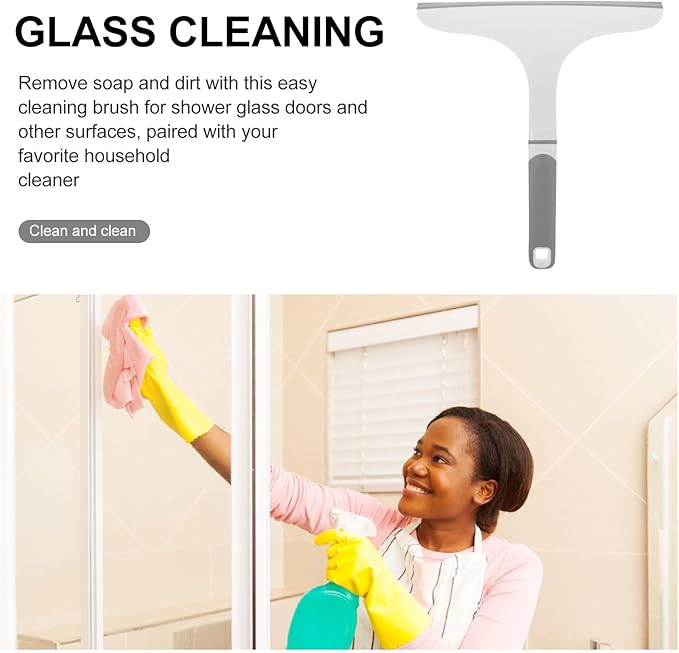 Glass Squeegee Window Cleaner Small Shower Squeegee with Short Handle for Home Glass, Mirror, Tile Cleaning Tool, Car and Bathroom Use