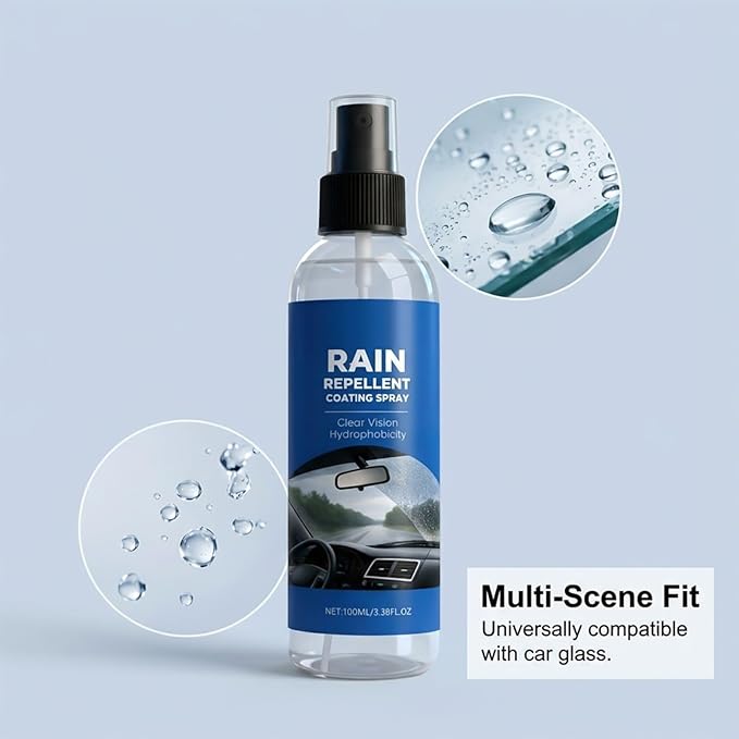 Hydrophobic Rain Guard, Anti-Fog Car Windshield Protector, 100ml Automotive Glass Cleaner and Rain Repellents, Sturdy Liquid Vehicle Accessory, Truck SUV RV Window and Mirror Protection