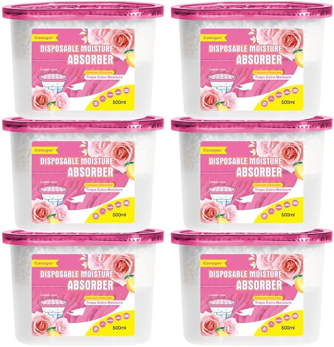 CANAGER Moisture Absorber Box, Lemon Rose-6 packs, Dehumidifier for Closet, Bedroom and Kitchen, Odor Eliminator,Moisture Absorber 12.5 oz.