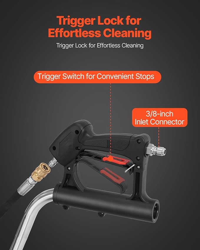 VEVOR 20" Pressure Washer Surface Cleaner, Stainless Steel Pressure Washer Attachments with 4 Wheels, 4000 Max PSI, 3/8 Quick Connector, 2 Spray Nozzles, Dual Handle, for Concrete, Patio, Sidewalk