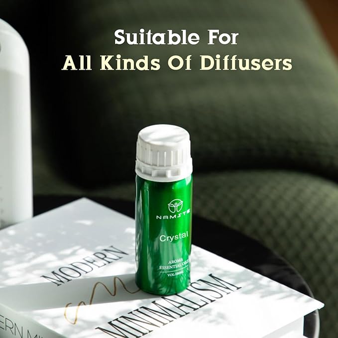 Diffuser Essential Oil Blend - Crystal - Refreshing Scent Oil (Bergamot, Sea Breeze, Sandalwood,Jasmine) 3.38 Fl Oz for Aroma Diffusers, Bedroom Humidifiers