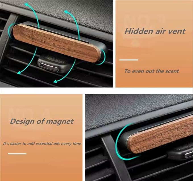 Wood, metal, car vent clip,diffuser,Luxury car air freshener, tesla air freshener, natural essential oil car fragrance 1oz