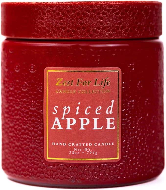 A Cheerful Giver - 28oz Large Scented Candle Jar with Lid- Zest for Life - 130 Hours of Burn Time, Gift for Women (Large, Spiced Apple)