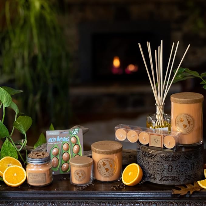 ECO CANDLE CO. Tea Light Candles, Orange Clove, 10-Pack - Scents of Oranges Pierced with Spicy Cloves - Recyclable, 100% Soy Wax, No Lead, Kraft Paper Label & Lid, Hand Poured