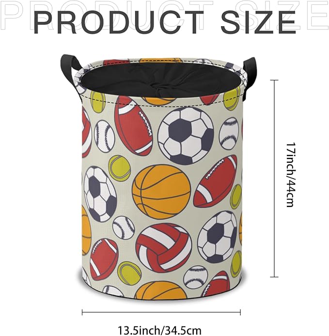Storage Baskets- Football Pattern Foldable Laundry Hamper Fabric Organizer Storage Bins with Handles for Shelves, Closet, Nursery, Laundry, Toys