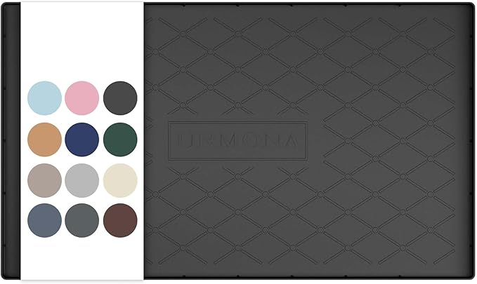 URMONA Under Sink Mat for Kitchen Waterproof, 19" x 12" Silicone Under Sink Mat for Shelf Liner Organizer, Cabinet Sink Protector Under Sink Liner for Bottom Kitchen, Bathroom(Black)