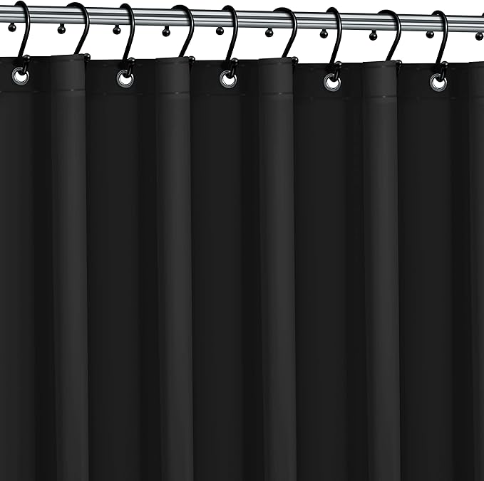 Premium Shower Curtain Liner, 72"W X 72"H - PVC-Free, 6G PEVA Shower Curtain with 12 Rust Proof Grommets And Magnet-weighted Bottom Hem - Moisture Stain Proof Shower Curtain Liner - Black