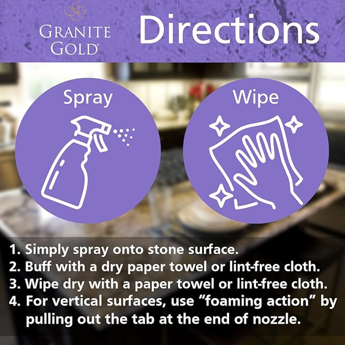 Granite Gold Clean and Shine Spray For Granite, Marble, Travertine, Quartz, Natural Stone Surfaces, 24 + 64 Fl Oz Value Pack