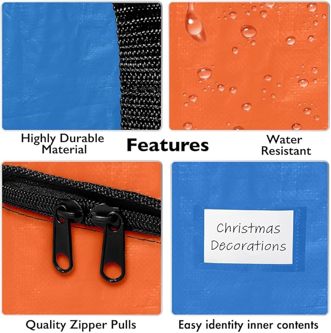 ClearSpace Heavy Duty Moving Bags or Storage Bags – Storage Bins with Lids, Large Moving Boxes with Backpack Straps & Zippers,– Packing Box & Moving Supplies for College Dorm, 4 Pack