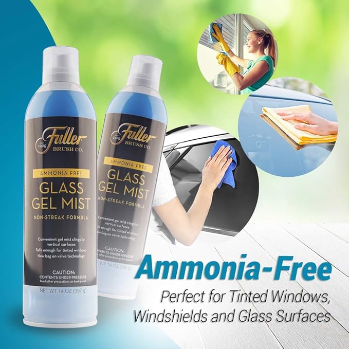 Fuller Brush Glass Gel Mist Spray – 14 oz Glass Cleaner for Windows, Mirrors and Plexiglass – Streak-Free Formula Safe for Tinted & Vertical Surfaces (Pack of 1)