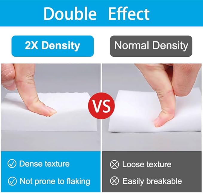 SmilinFit Magic Sponge Erasers, 50 Pack 2X Density Stronger Melamine Sponge Foam Pads, Multi-Functional Household Cleaning Supplies Cleaner for Kitchen, Bathroom, Bathtub, Sink, Wall Cleaner