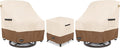 3 Pieces Patio Bistro Sets Cover,600D Waterproof Heavy Duty Patio Furniture Covers,Includes 2 Outdoor Swivel Chair Covers and 1 Patio Wicker Side Table Cover(Beige&Brown)