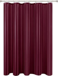 Biscaynebay Fabric Shower Curtain or Liner 72" by 72", Burgundy Water Repellent Damask Stripes Bathroom Curtains Machine Washable