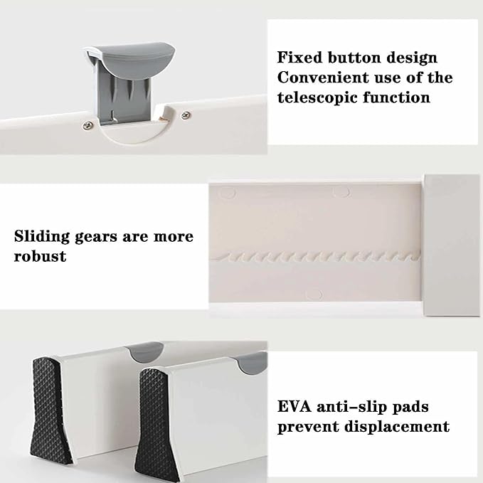 4 Pack Drawer Dividers 3.94" High, 11.05"-17.32" Adjustable Dresser Drawer Organizers for Clothes, Expandable Dresser Separators in Bedroom/Bathroom/Kitchen/Vanity Organization and Storage