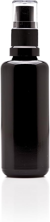 Infinity Jars 50 Ml (1.7 fl oz) Black Ultraviolet Glass Fine Mist Spray Bottle Cleaning Products Refillable Containers Homemade Perfume Blends Room, Sprays Bath Beauty Hair, Screw Top Bottles