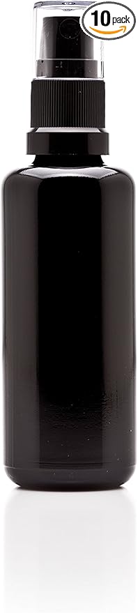 Infinity Jars 50 Ml (1.7 fl oz) Black Ultraviolet Glass Fine Mist Spray Bottle Cleaning Products Refillable Containers Homemade Perfume Blends Room, Sprays Bath Beauty Hair, Screw Top Bottles 10-Pack