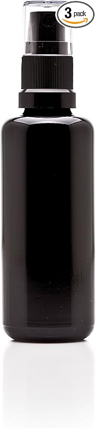Infinity Jars 50 Ml (1.7 fl oz) Black Ultraviolet Glass Fine Mist Spray Bottle Cleaning Products Refillable Containers Homemade Perfume Blends Room, Sprays Bath Beauty Hair, Screw Top Bottles 3-Pack