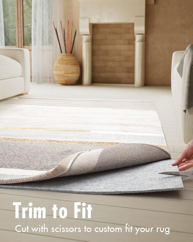 Resare Non Slip Rug Pad Gripper Extra Thick Dual Surface Felt Under Rug for Area Rugs and Hardwood Floors,Super Cushioned Non Skid Carpet Padding - 2x4 Feet 1/4" Double-Sided Non Slip
