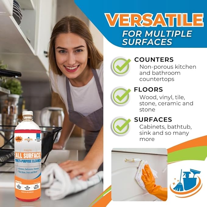 Groutastic All-Surface Daily Cleaner – Streak-Free Multi-Surface for Tile, Stone, Countertops, Stainless Steel & More, PH-Neutral, Residue-Free