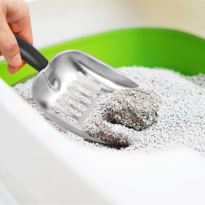 Apidgrowth Cat Litter Scoop -Metal Cat Litter Scoop-Sturdy Mesh Scooper - Mesh Shovel-Easy to Clean - Suitable for Cat Litter Box -Black