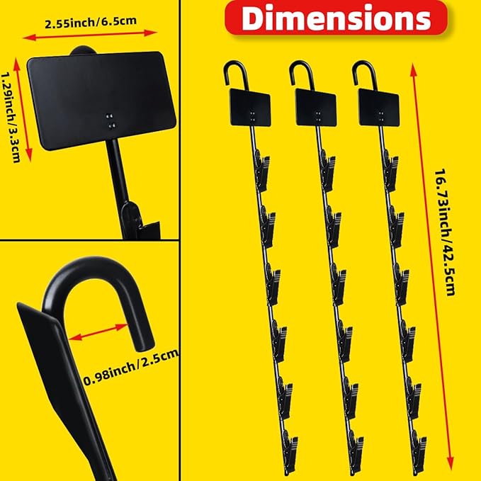 Hanging Merchandise Strips with Hooks Chip Display Rack Stands Potato Bag Holder for Retail Displaying Label Headers Greeting Card Party Vendors Snack Candy Portable Organizer Storage (6 Chip 4 Pack)
