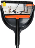 TreeLen Angle Broom and Dustpan Set, Dust Pan Snaps On Broom Handles Orange