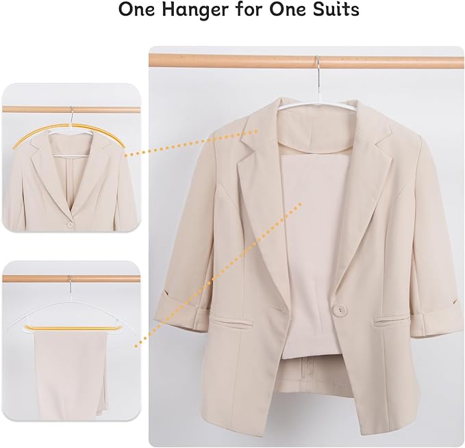 Nature Smile Non Slip PVC Coating Sweater Hangers,Dress Suit Coat Hangers,Wide Shoulder Bump Free Golf T Shirts Clothes Hangers (White Color 10 Pack)