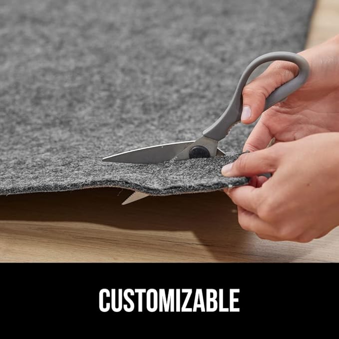 GORILLA GRIP Felt and Natural Rubber Stay in Place Slip Resistant Rug Pad, 1/4in Thick, 5x7 FT Protective Padding Under Area Rugs, Cushioned Gripper Pads, Carpet Runners, Hardwood Floors Protection