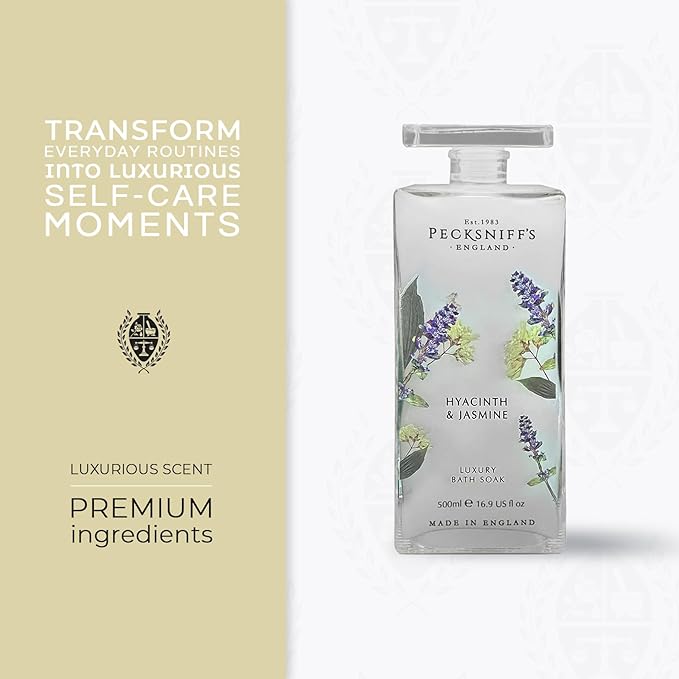 Pecksniff's Hyacinth & Jasmine Bath Soak Decanter | 500ml/16.9 Fl Oz