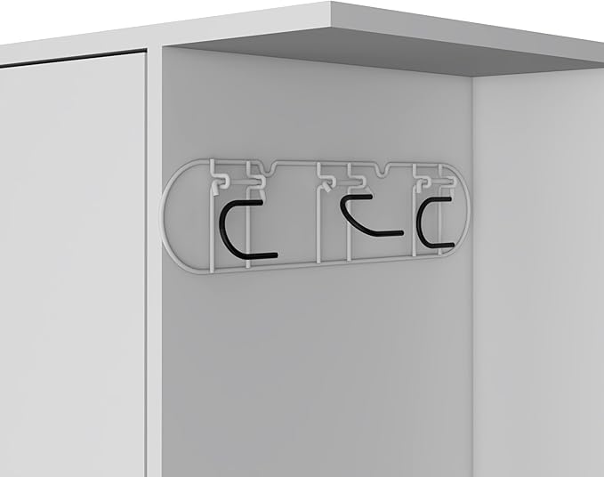Freestanding Austin Storage Closet in White - Ideal for Organizing Brooms, Cleaning Products, and More with Sturdy Construction