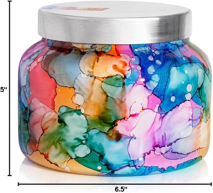 Capri Blue Volcano Candle - Rainbow Watercolor Jumbo Glass Jar Candle – Large Luxury Aromatherapy Candle - Tropical Fruits & Sugared Citrus Candle (48 Oz)