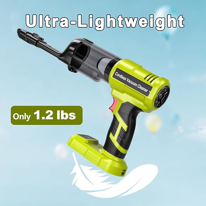 Adisipsoarin Cordless Vacuum Cleaner for Ryobi 18V Battery, Electric Handheld Vacuum Cleaner with 105AW Powerful Suction, Portable Vacuum Cleaner for Floor, Carpet, Car, Home (Battery Not Included)
