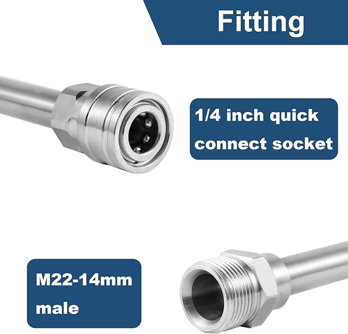 Raincovo Pressure Washer Extension Wand, Stainless Steel Lance 1/4 Inch Quick Connect to M22, Extension Wand Replacement for Power Washer, 17 Inch