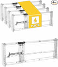 4 Pack Drawer Dividers for Clothes, 3.94" High 11.05"-17.32" Adjustable Expandable Dresser Drawer Organizer, Clear Plastic Separators for Dresser, Baby Clothing, Underwear, Cosmetic