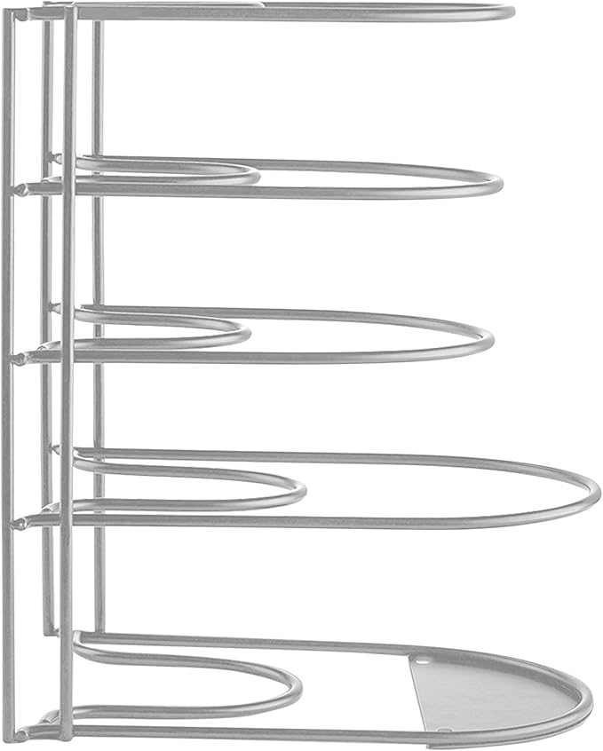 Extreme Matters Heavy-Duty Pots and Pans Organizer | 5-Tier Cookware & Lid Storage Rack | Free-Standing or Wall-Mount | Kitchen Organizer for Cast Iron Skillets, Pots, Frying Pans, Lids | Chrome