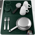 GORILLA GRIP 100% BPA-Free Silicone Dish Drying Mat for Kitchen Counter, 18x24, Quick Dry, Water Catching Ribbed Design, Easy Clean Waterproof Sink Liner, Heat Resistant, Fits Under Rack, Hunter Green