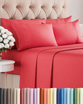 Cal King 6 Piece Sheet Set - Comfy Breathable & Cooling - Ultra Soft Hotel Luxury Bedding Set w/ 8-16 Inch Deep Pockets - 1 Flat & 1 Fitted Sheet & 4 Pillowcases - Cozy, Wrinkle Free & Easy Care - Red