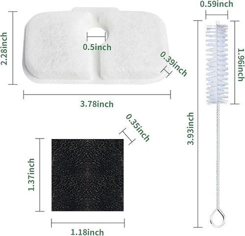 20 Pack Fountain Replacement Filters & 20 Pack Pre-Filter Sponges and a Cleaning Brush for PETLIBRO® Dockstream Cat Water Fountain PLWF005, PLWF105, PLWF115.