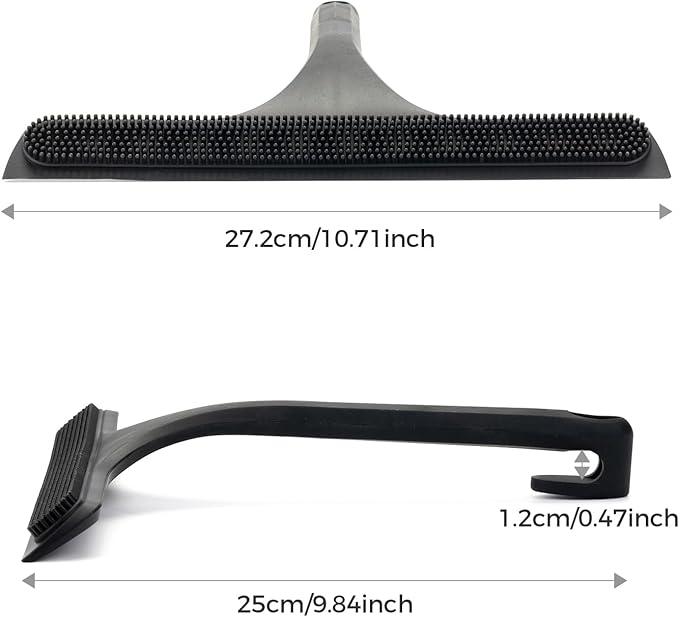 Mesiiloly 10.7“ Wide All-Purpose Shower Squeegee for Glass Doors, Squeegee for Shower Glass with Hook, Window Squeegee for Home, Small Squeegee for Shower, Bathroom, Car Glass, Mirror (Black)