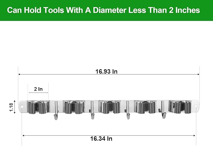 voze 5 Racks and 4 Hooks Mop and Broom Holder Wall Mount, Self Adhesive Heavy Duty Broom Hanger Organizer Storage Tool Racks for Kitchen Garden Laundry Garage