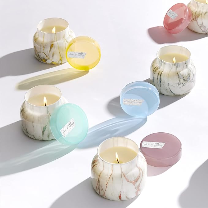 Capri Blue Modern Marble Jar Candles - Luxury Scented Candles for Home - Long Lasting Soy Wax Blend - Scented Home Decor Gifts - Pineapple Flower (8 oz)