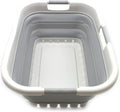 SAMMART 41L (10.8 gallon) Collapsible Plastic Laundry Basket - Foldable Pop Up Storage Container/Organizer - Portable Washing Tub - Space Saving Hamper/Basket (3 handled rectangular, Grey/Grey)