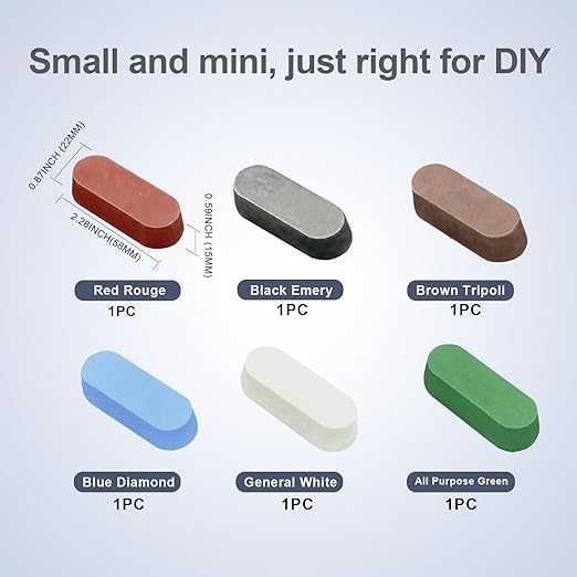 Neeki 6 Pcs Metal Polishing Buffing Compound for Buffing Wheel, Polish Paste, Each Colors Represent Different Coarse and Fine Grit, Suitable for Stainless Steel, Jewelry, Aluminum, etc.