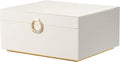 pickpiff 2 Layer Jewelry Box Organizer for Women, Jewelry Organizer with Handle & Removable Tray, Necklace Holder Ring Earring Storage, Velvet Lined Jewelry Case for Home or Travel, Gift Ready, Beige