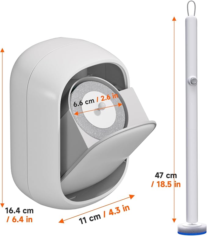 Disposable Toilet Brush and Holder Set with 30 Bowl Wand Cleaners Refill Pads, Bathroom Wall Mounted Toilet Bowl Cleaners Kit, Suitable for Toilets, bathrooms, and RVs.