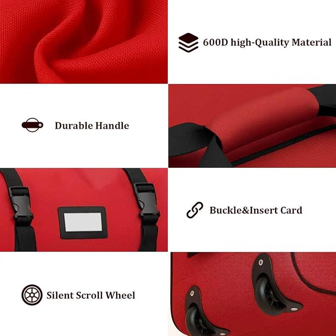 7.5 ft Christmas Tree Storage Bag, Heavy Duty Rolling Xmas Tree Bag with Reinforced Handles and Wheels, Large Storage Container for Trees and Decorations, Red