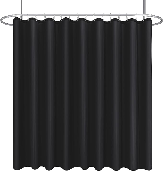 Biscaynebay Fabric Extra Wide Shower Curtain Liners for Clawfoot Tubs 180" Width by 72" Length, Black Water Resistant Fabric Rust Resistant Grommets Top Weighted Bottom Machine Washable