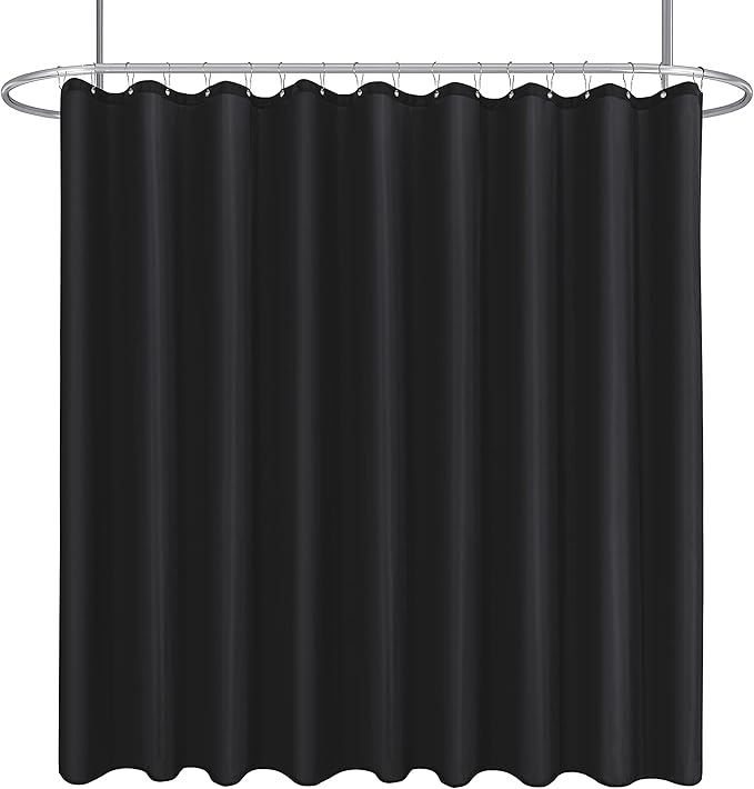 Biscaynebay Fabric Extra Wide Shower Curtain Liners 96" Width by 72" Length, Black Water Resistant Bathroom Curtains, Rust Resistant Grommets Top Weighted Bottom Machine Washable